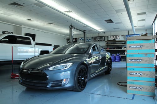21 Inch Rotiform ZWS in Matte Black on 2013 Tesla Model S