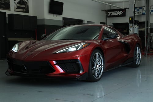 Double Staggered 19 Inch MRR M024 Corvette C8 Replica in Gunmetal Machined on a 2021 Chevrolet Corvette C8 Stingray Z51