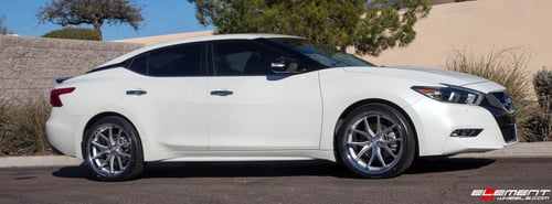 20 Inch Ferrada FR2 Machine Silver W/Chrome Lip on a 2017 Nissan Maxima