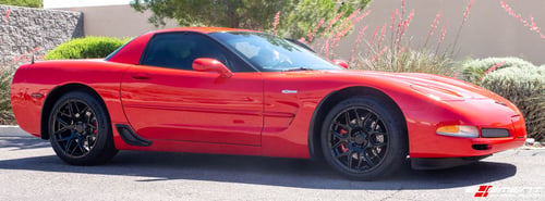 Staggered 19 Inch MRR FS01 in Gloss Black on a 2004 Chevrolet Corvette C5 Z06
