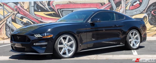 Staggered 20 Inch Niche Verona In Gloss SIlver Machined On a 2019 Ford Mustang GT