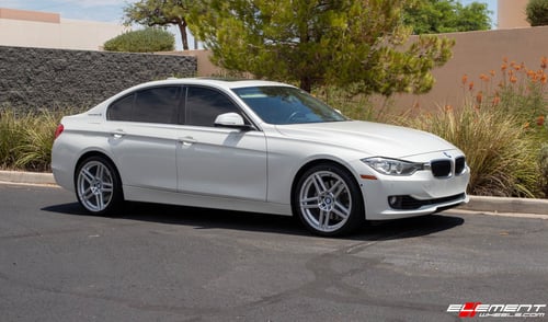 Staggered 19 Inch Beyern Gerade Silver w/ Mirror Cut Face on a 2013 BMW 3 Series