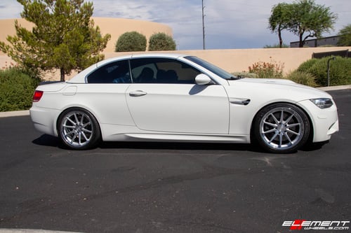 Staggered 19 Inch Ferrada FR4 in Machine Silver w/ Chrome Lip on a 2008 BMW M3 Convertible