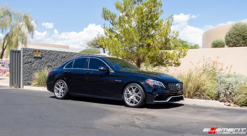 Staggered 19 Inch Rohana RFX5 in Brushed Titanium on a 2019 Mercedes Benz C63 AMG Sedan