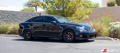 Staggered 19 Inch Ferrada FR2 in Matte Bronze w/ Gloss Black Lip on a 2008 Lexus ISF