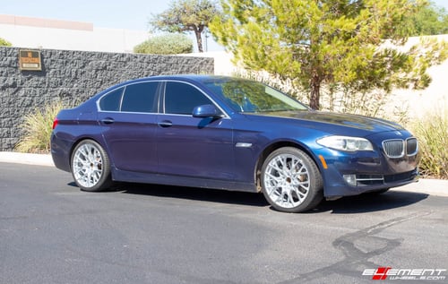Staggered 20 Inch TSW Sebring in Silver w/ Mirror Cut Face on a 2011 BMW 535i