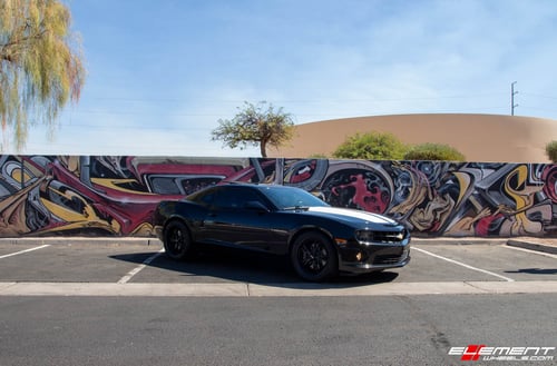 Staggered 20 Inch Ridler 606 in Matte Black on a 2010 Chevrolet Camaro SS