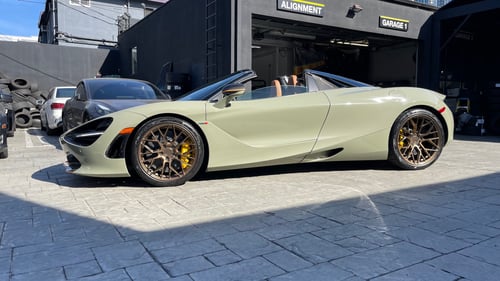 19/20 inch Staggered Variant Radon Satin Bronze on a 2022 McLaren 720S w/ Carbon Ceramic Brakes