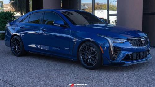 Staggered 18 Inch Forgeline ZHZ in Titanium Brushed on a 2021 Cadillac CT4 Blackwing