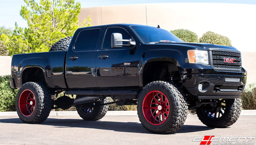 24 inch AXE Off-Road 1.2 Brushed Red on 2014 GMC Sierra Denali HD