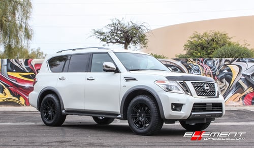 20 inch KMC 707 Channel Satin Black on 2018 Nissan Armada