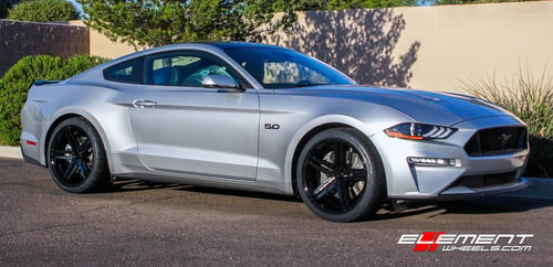 20 inch Verde V39 Parallax All Gloss Black  on 2019 Ford Mustang 5.0 (4Piston Brakes)
