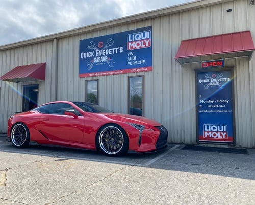 22 inch Staggered Rohana RFG19 Satin Black Face w/ Polished Lip on a 2021 Lexus LC 500