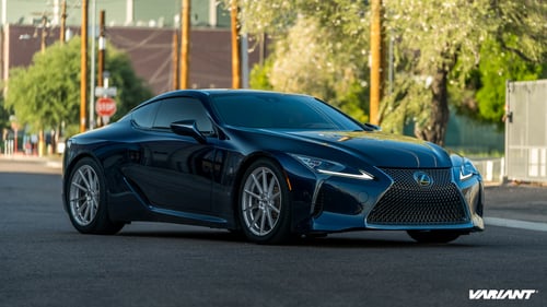 20 inch Staggered Variant Argon Silver Machined on a Lowered 2018 Lexus LC 500