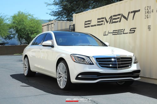 Staggered 22 Inch Lexani Aries in Silver on 2019 Mercedes Benz S450