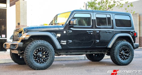 17 inch Fuel Off-Road Assault Gloss Black Milled D576 on 2018 Jeep Wrangler JL