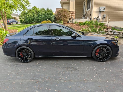 20 inch Staggered Blaque Diamond BD-11 Gloss Black on a 2016 Mercedes Benz C63 AMG
