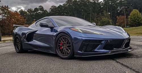 20/21 inch Double Staggered Variant TKB-3P Satin Bronze w/ Carbon Lip on a 2021 Chevrolet Corvette C8 Z51