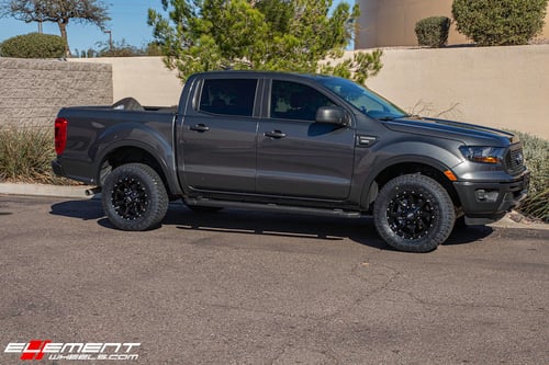 17 Inch Moto Metal MO970 In Gloss Black Milled On a 2019 Ford Ranger