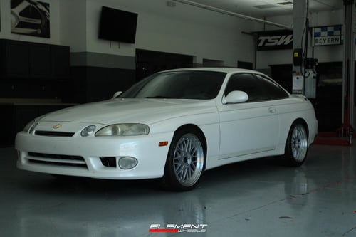 Staggered 19 Inch Vors VR8 in SIlver on 1997 Lexus SC300