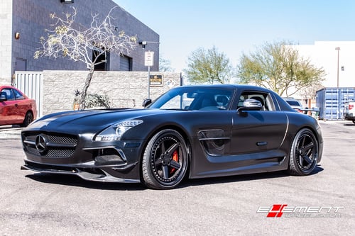 20 and 21 inch Staggered Rotiform PNT 3-Piece Wheels Matte Black on 2011 Mercedes SLS AMG