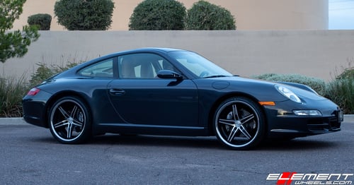 20 inch Lexani Fiorano Gloss Black Machined w/ Chrome Stainless Steel Lip on 2006 Porsche Carrera 911 Base