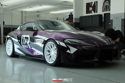Staggered 19 Inch Variant Radon Gloss White on 2020 Toyota Supra GR