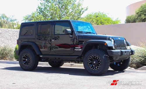 17 inch Fuel Off-Road Assault Gloss Black Milled D576 on 2018 Jeep Wrangler JK