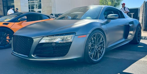 Staggered 19 inch Variant Maxim Satin Gunmetal on a 2014 Audi R8