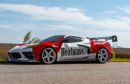 Staggered Variant Sena Gloss White on a 2023 Chevrolet Corvette C8