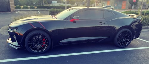 Staggered 20 inch Vossen HF-2 Gloss Black on a 2016 Chevrolet Camaro