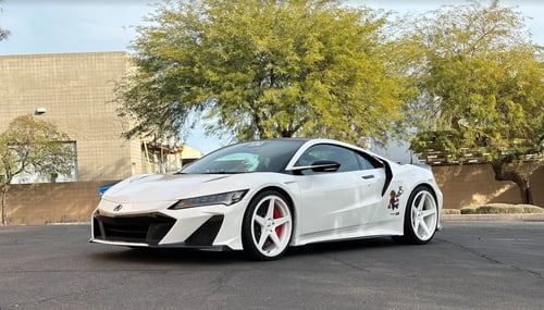 20 and 21 inch Staggered Variant Sena in Gloss White on a 2022 Acura NSX Type S