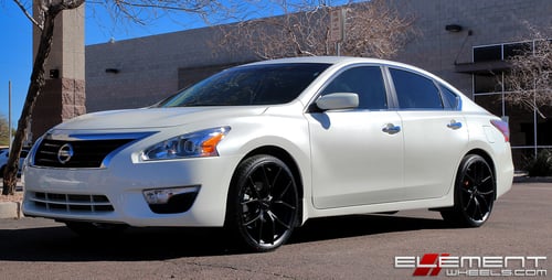 20x8.5 KMC Wishbone Satin Black on 2015 Nissan Altima w/ Specs