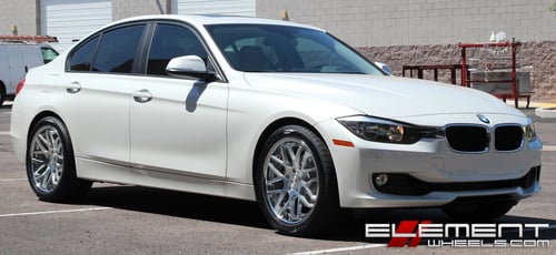 19 inch Vertini Magic Concave Silver/Machined w/ Chrome Stainless Steel Lip on 2015 BMW 328i w/ Specs