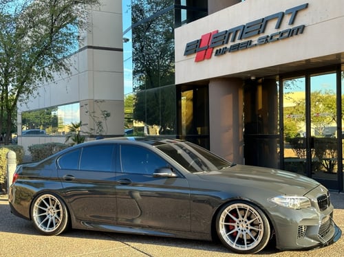 20 inch Staggered Variant Aure Raw Milled w/ Clear on a 2013 BMW 535i