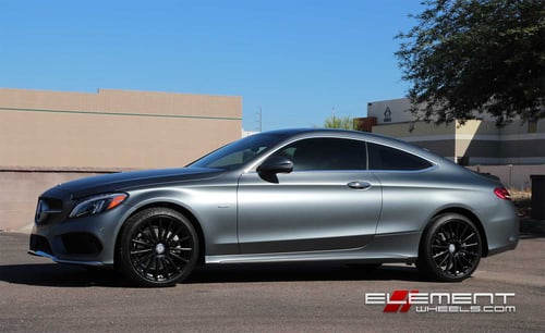 19 inch Staggered Mandrus Rotec Wheels Black on 2017 Mercedes C300 Coupe Base Brakes Specs
