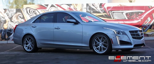 19 in staggered Ferrada FR2 Machine Silver W/ Chrome Lip on a 2014 Cadillac CTS Sedan V-Sport w/ Specs