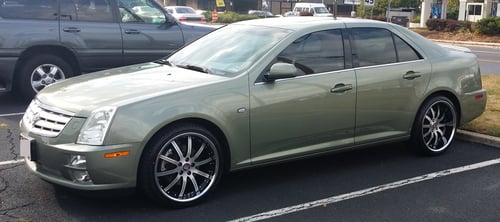 20 inch Staggered Roderick RW3 Black Brushed (Chrome Lip) on 2005 Cadillac STS w/ Specs