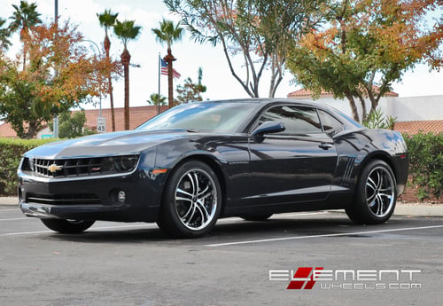 20 inch Staggered Black Di Forza BM6 on 2011 Chevy Camaro w/ Specs