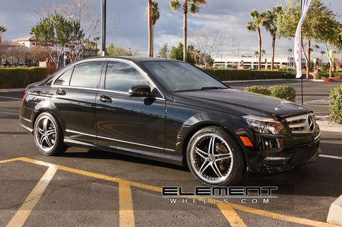 Motegi MR107 Black Machined Wheels on 2011 Mercedes C Class w/ Specs