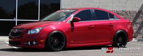 19x9.5 Ground Force GF06 Gloss Black (Extreme Concave) on 2013 Chevy Cruze Lowered w/ Specs