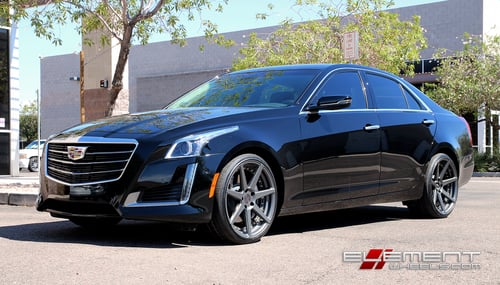 20 inch Staggered Vertini Dynasty Slate Grey on 2016 Cadillac CTS-Vsport w/ Specs