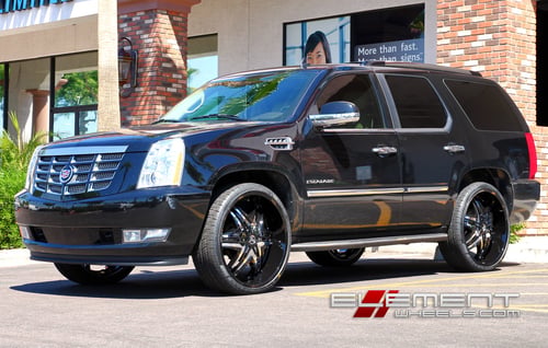 26 Inch Diablo Elite Black and Chrome Wheels on 2010 Cadillac Escalade w/ Specs