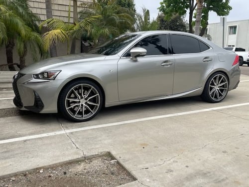19 inch Staggered Vossen HF-3 Gloss Graphite Polished on a 2022 Lexus IS350 F-Sport