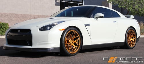 20 inch Staggered MRR FS01 Bright Gold Wheels on 2009 Nissan GTR w/ Specs