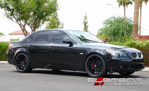 20 inch Staggered Eurotek 06 Black on 07 BMW 5 Series w/ Specs