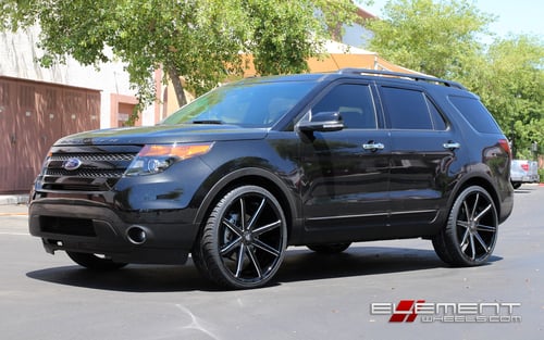 24 inch Dub Push Gloss Black Milled Wheels on 2014 Ford Explorer w/ Specs