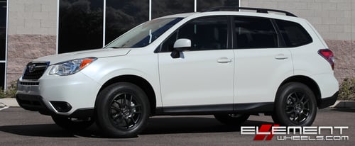 17 inch Drag DR-31 All Matte Black on 2016 Subaru Forester w/ Specs