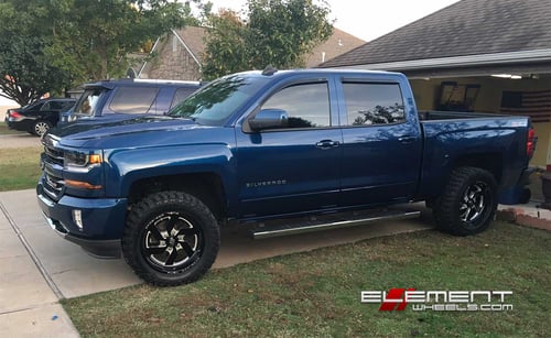 20 inch Fuel Turbo Gloss Black Milled wheels on 2016 Chevy Silverado 1500 Leveled w/ Specs