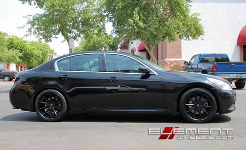 20 inch Staggered Rohana RC10 All Matte Black on 2008 Infiniti G35 Sedan w/ Specs